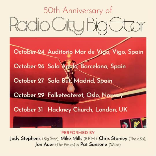 BigStarBand's tweet photo. One week from today! The Big Star Quintet head across the pond for the final 'Radio City' 50th Anniversary shows! The tour kicks off with 3 shows in Spain followed by Oslo, Norway and finishing with an *almost sold-out* show in London, UK!  TIX here: https://t.co/1HRZocf98w https://t.co/m9IMhFM88N