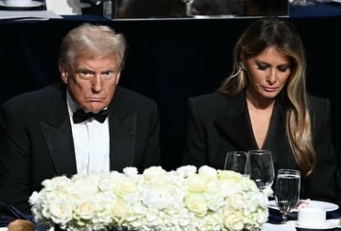 Melania finally made a public appearance with her beloved husband tonight. Just a couple of love birds having a great time.