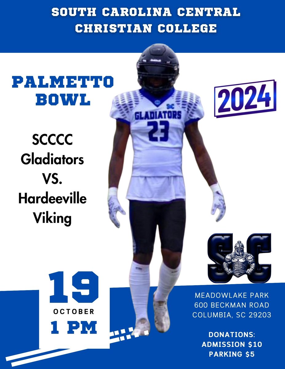 SC Central Christian College (@sccentralcc) on Twitter photo Game Time for <a href="/SCCentralCC/">SC Central Christian College</a> Gladiators this Saturday @1pm, it's the annual PAA Palmetto Bowl vs @HVille_Vikings We need you out and ready to cheer us on for our last home game. Game Time for <a href="/SCCentralCC/">SC Central Christian College</a> Gladiators this Saturday @1pm, it's the annual PAA Palmetto Bowl vs @HVille_Vikings We need you out and ready to cheer us on for our last home game.