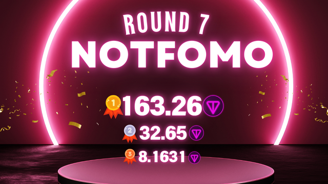 NotFomo_Team's tweet photo. ⚡️Amazing! The race to see who is round 7 is still going on!

🏆 NotFomo is already in the final stages!
🥇 The first place winner will receive 163.26TON! 💎
🥈 The second place winner will receive 32.65TON! 💎
🥉 The third place winner will receive 8.1631TON! 💎 https://t.co/sZ28T4Gf6p