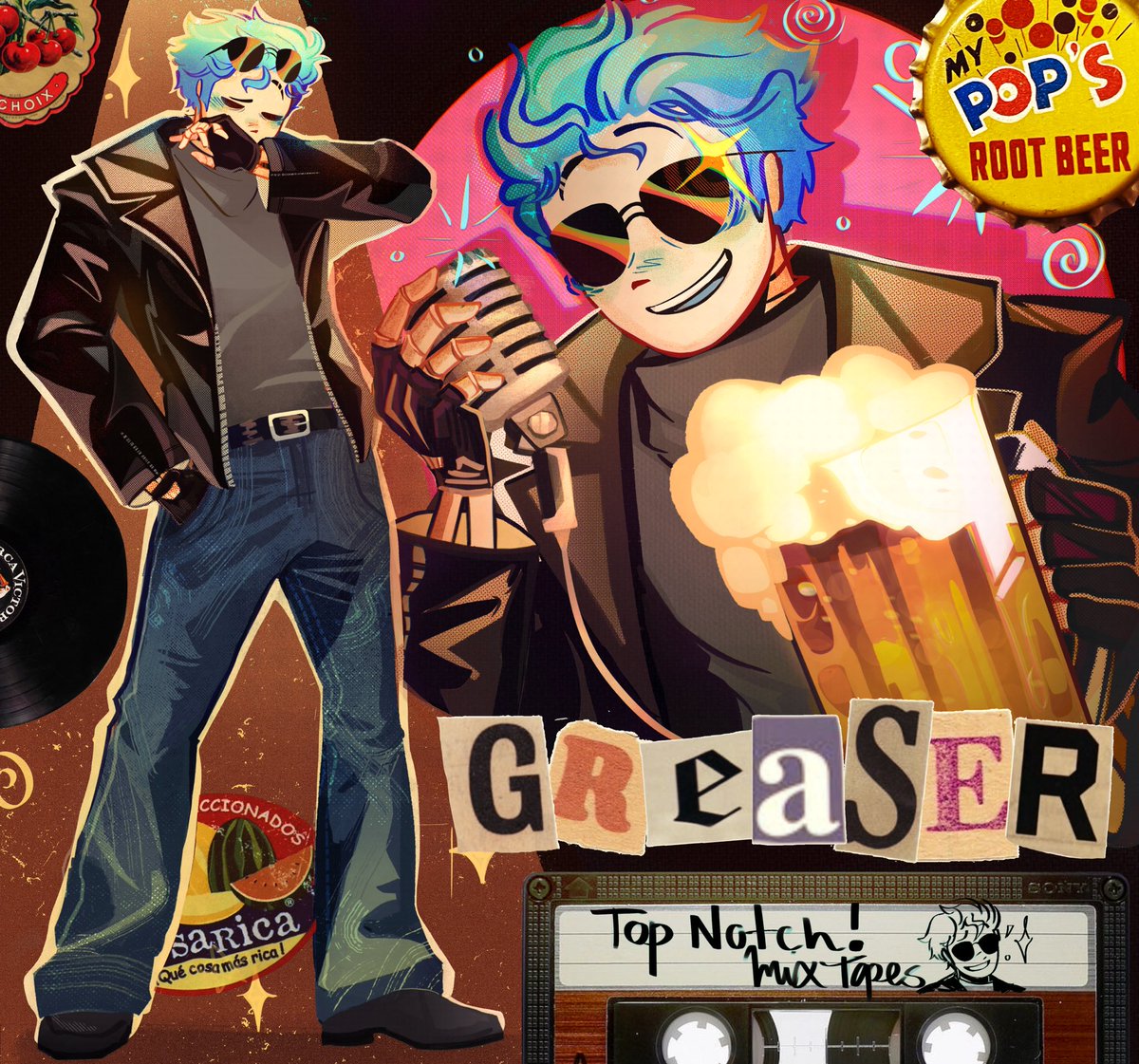 Pepperpopstar's tweet image. Just imagine he looks cool 
#greasersans #greaser #freshgrease #freshsans #underverse #undertale_AU #undertaleAU #undertale Greaser Sans is so sigma