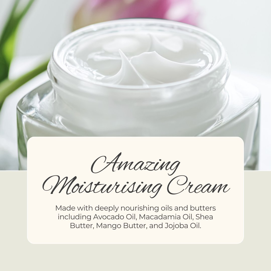 HeirloomBody's tweet image. Our Amazing Moisturising Cream recipe is easy to follow and has been specially designed to hydrate and soothe the skin💦

It’s packed with rich, nourishing oils and butters such as avocado oil, macadamia oil, almond oil, shea butter, mango butter, and jojoba oil.