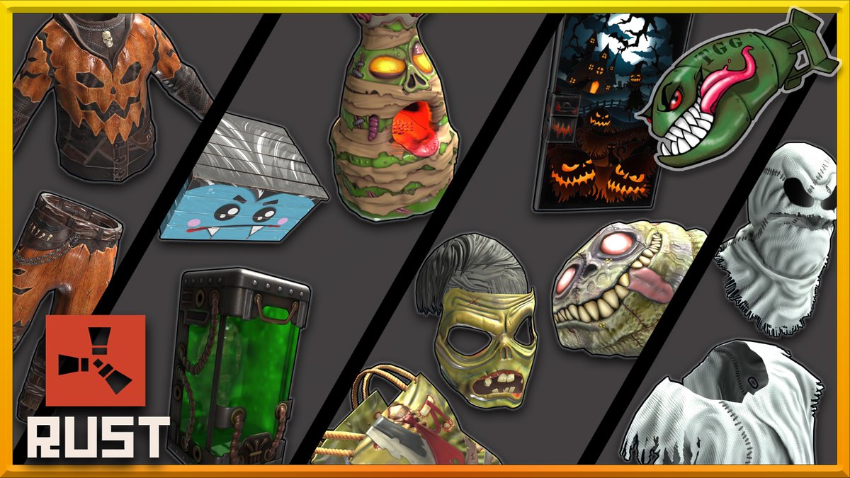 Check out the 1st week of Halloween <a href="/playrust/">Rust</a> skins with me! youtu.be/St7-elzo8mA Congrats to the contest winners! #Rust #rustskins Get them here- store.steampowered.com/itemstore/2524…