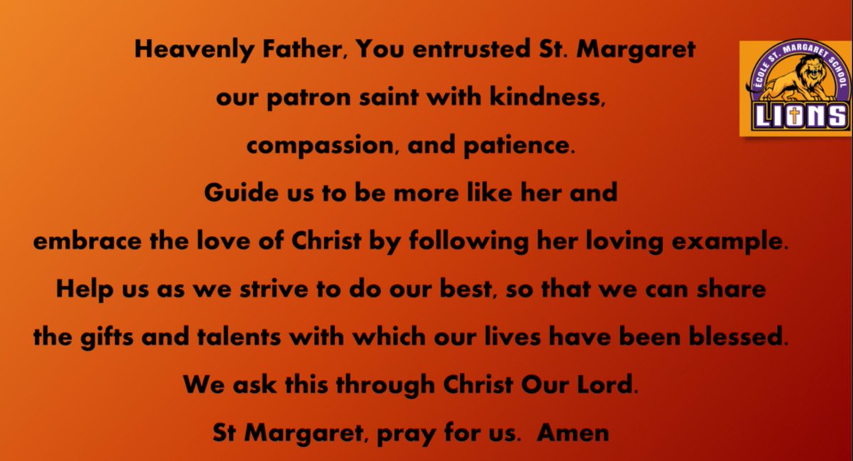 Merci 3e et 4e années for leading St Margaret Feast Day Liturgy.  Best part of the day is saying our St Margaret school prayer.  St Margaret,  Pray for us <a href="/ecolestmarg/">École St. Margaret</a>
