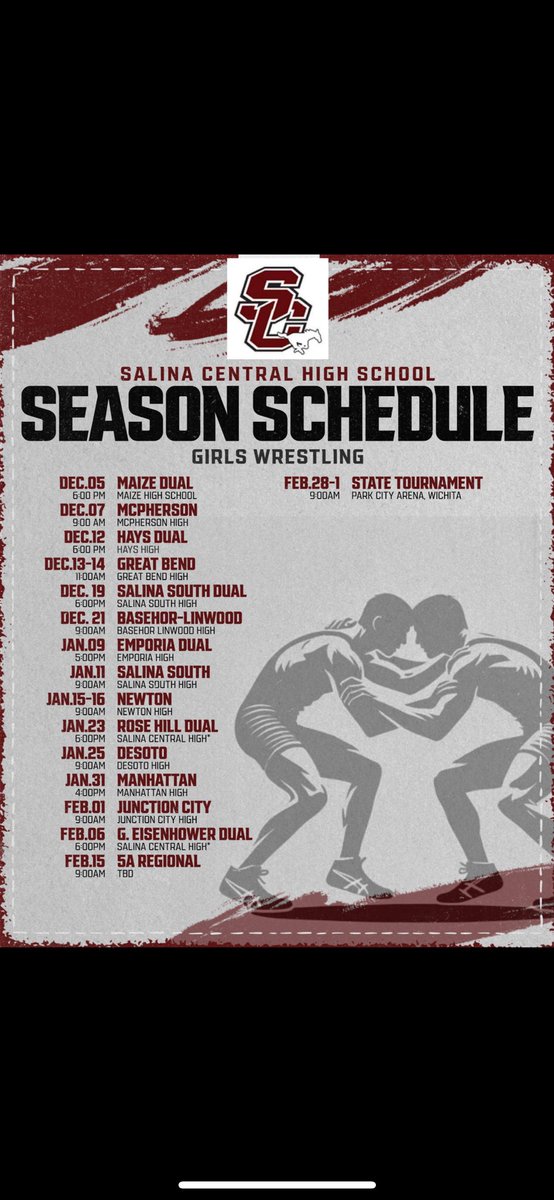 richard67401's tweet photo. @central_salina “Excited to share Girls 2024-2025 Wrestling Schedule. ALL IN” https://t.co/2kMYwoVSJ8