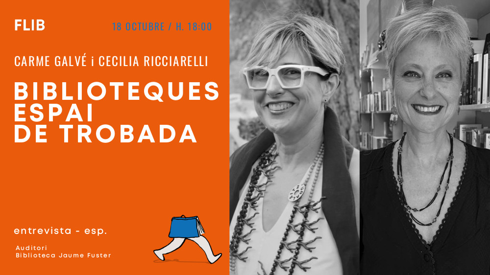 Aquesta tarda continua el FLIB a la B. Jaume Fuster!

📚Biblioteques, espai de trobada
Cecilia Ricciarelli entrevista @CarmeGalve , directora de la biblioteca

🗓️Divendres 18/10
⌚18 h 
📍#bbcnJaumeFuster
ℹ️i.mtr.cool/geedrrdbbc