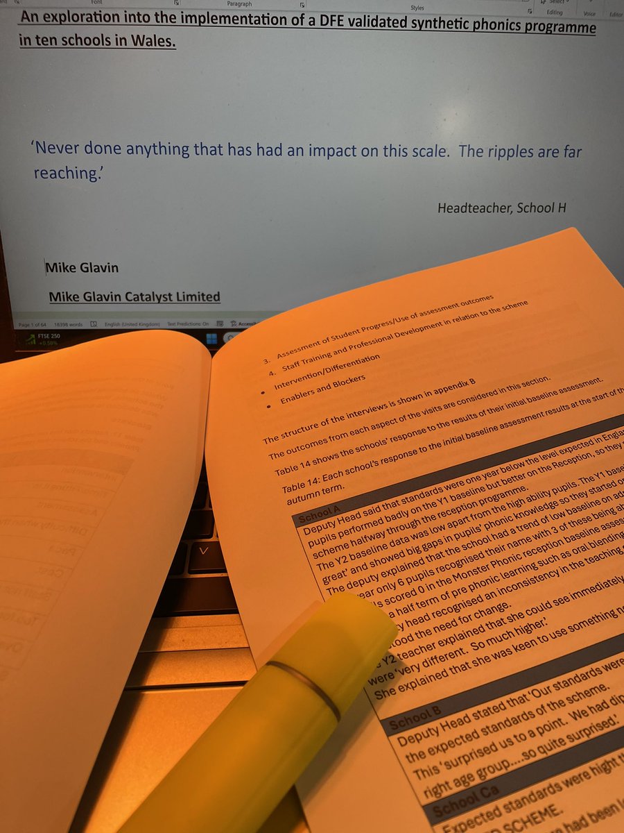 mike_glavin's tweet photo. 15 months of work
10 schools
>700 children
58 teachers
57 LSAs

Final read through today before pressing send! 

My contribution to the reading debate in Wales. https://t.co/5WxHxRX3pe