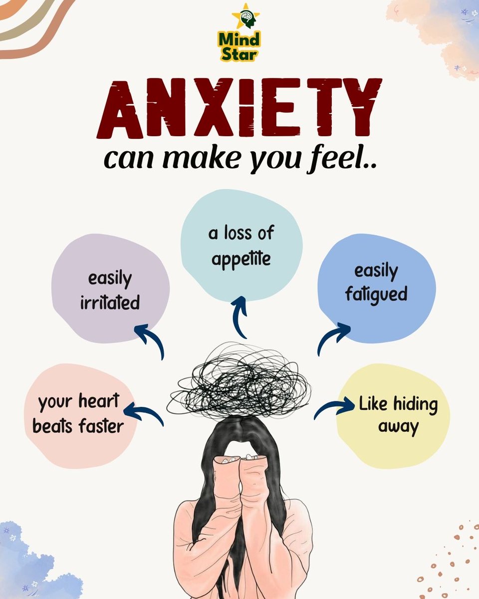 MindStarHelp's tweet image. Anxiety can feel like an invisible weight pressing down, making simple tasks seem overwhelming. It’s the racing heart, the restless mind, the constant "what if" scenarios. 
Read more: mindstar.health/topic/anxiety/ #anxiety #irritated #anxietyrelief #mentalhealth