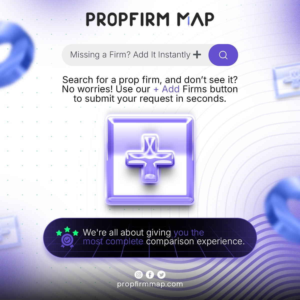 PropFirmMap's tweet image. 😢 Is your favorite firm missing on Prop Firm Map? 

=&amp;gt; You can ask us to add it by searching the firm name and clicking on "+ Add Firm" and we'll integrate it as soon as possible

propfirmmap.com
