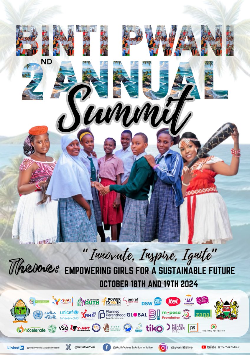 lucas_fondo's tweet photo. Today,we kick off the 2nd Annual Binti Pwani Summit, themed “Innovate,Inspire,Ignite: Empowering Girls for a Sustainable Future.”This summit is a vital platform for girls and women of diverse backgrounds throughout the coastal region. #BintiPwaniSummit2024
@Yvai_org @Ysd_kilifi https://t.co/5mIF2x8e2r