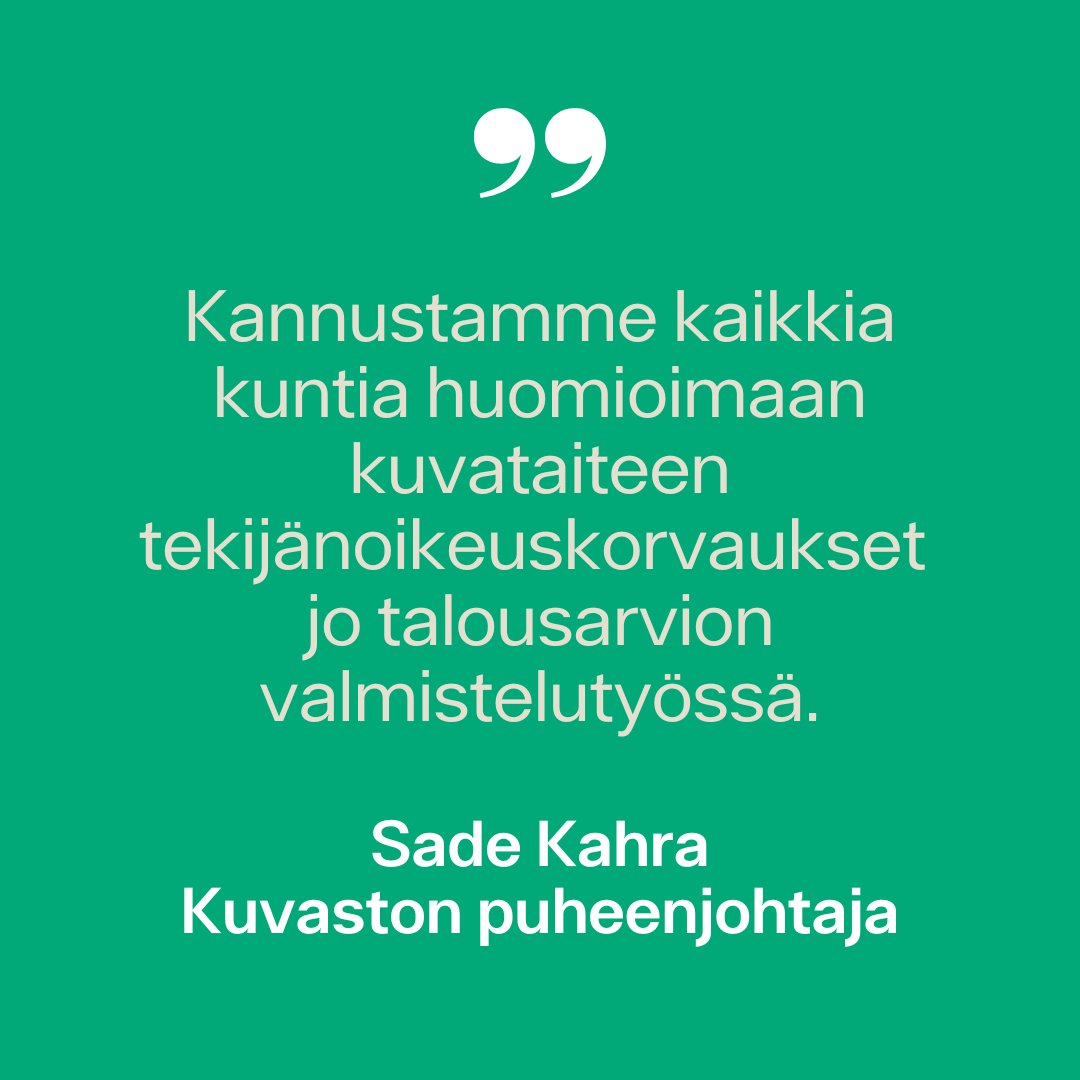Kuntien pitää kiinnittää enemmän huomiota myös ammattitaiteilijoiden tekemisen edellytyksiin – ja tätä edellyttää myös vuonna 2019 voimaan tullut laki kuntien kulttuuritoiminnasta. 
➡️kuvasto.fi/2024/10/naytte…

#ArvoaTaiteelle #kunnat #näyttelyt