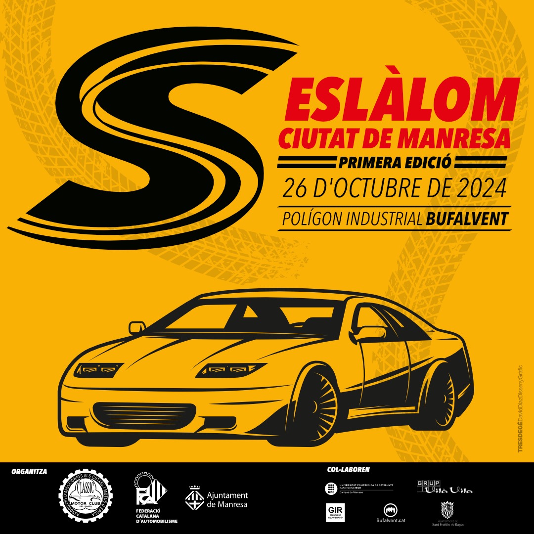 Aquest dijous, a l’Escola Politècnica Superior d'Enginyeria de Manresa, hem presentar el 1r Eslàlom Ciutat de Manresa.
La prova se celebrarà el 26 d'octubre al polígon Bufalvent, organitzat pel Clàssic Motor Club del Bages, i forma part del Campionat de Catalunya d’Eslàlom.