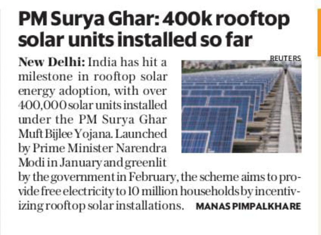 4 Lakh Rooftop Solar Units installed till now  under PM Surya ghar Muft  Bijlee Yojana

#RenewableEnergy #Solar