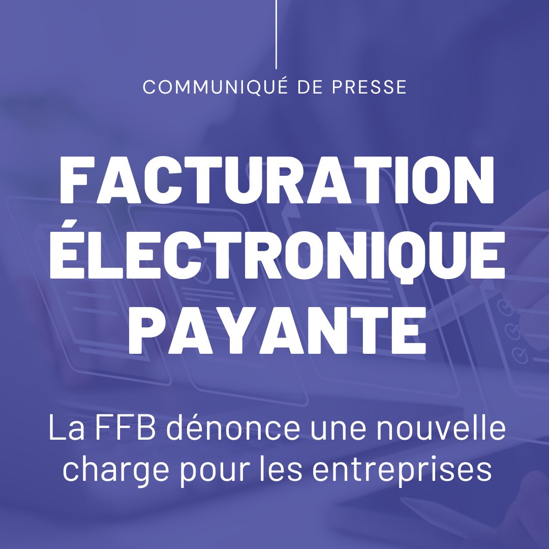 🚨 [COMMUNIQUÉ] Facturation électronique payante : la FFB dénonce une nouvelle charge pour les entreprises.

Le ministère du Budget <a href="/DB_gouv/">Direction du Budget</a> impose désormais aux #artisans et #entrepreneurs de recourir à une plateforme payante pour la #facturation électronique, au lieu de la