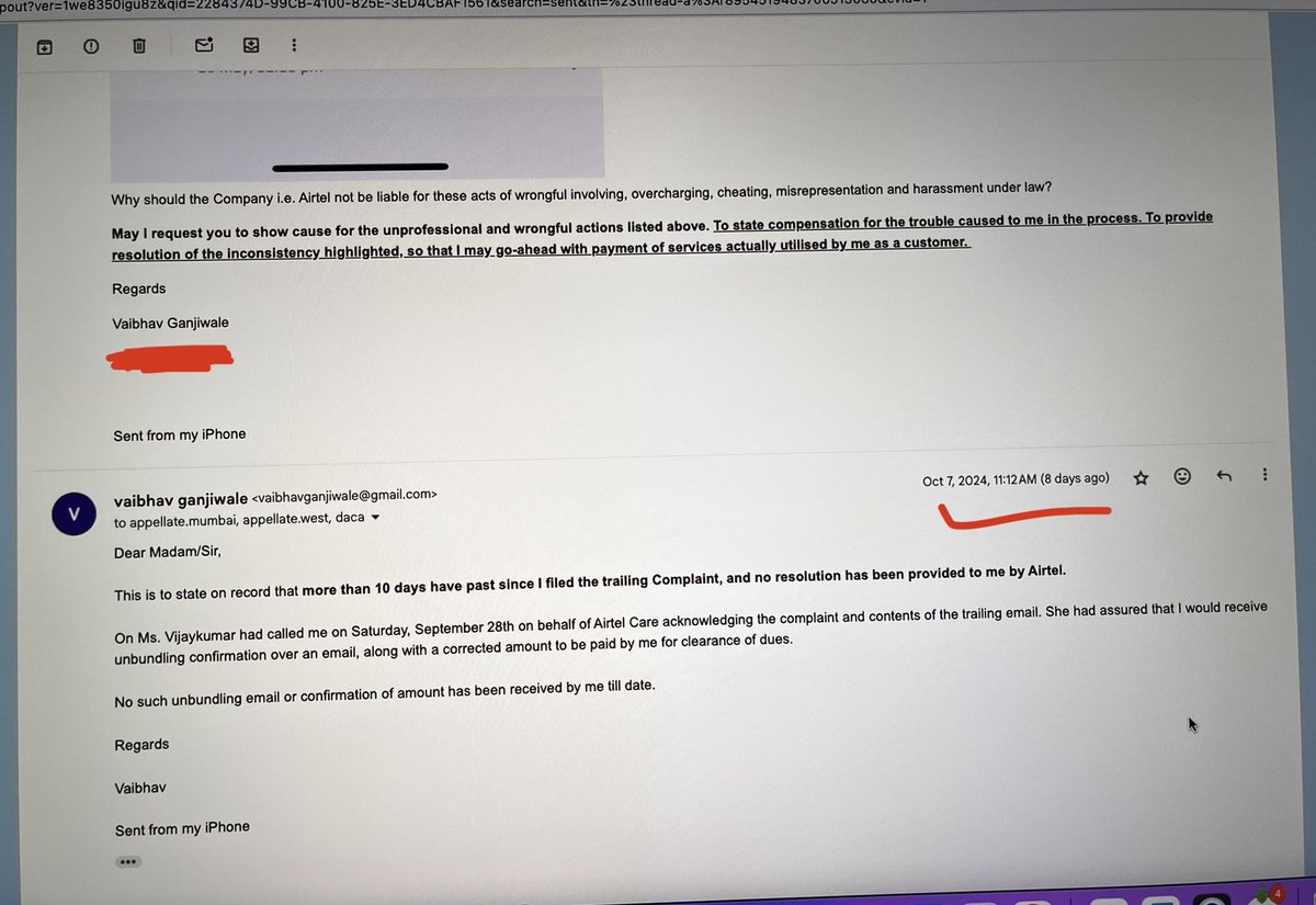 VGanjiwale's tweet photo. @Airtel_Presence @Airtel_Presence @jagograhakjago @TRAI - I have received no message/resolution for the wrongly charged amounts. Outgoing calls from my phone have been barred. I have shared all details on App, phone and email to @airtelindia ‘s appellate authority. Still no resolution, why? https://t.co/ynjn2XeNQ3