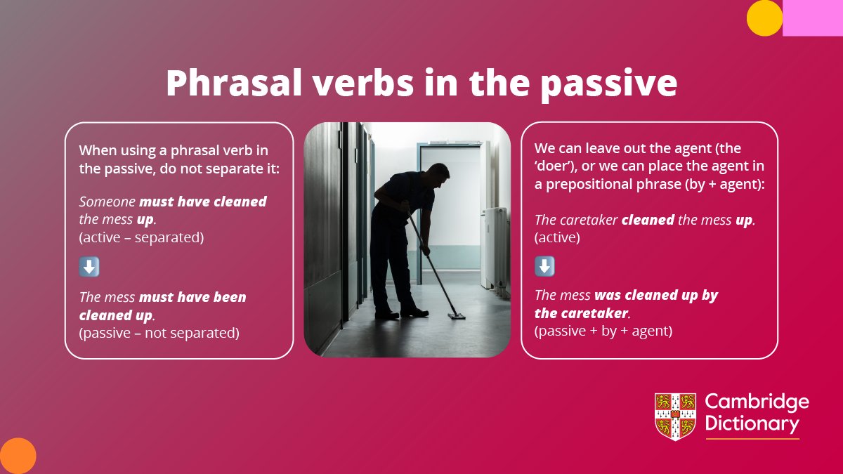 CambridgeWords's tweet photo. Read our grammar info and then change these phrasal verbs into the passive! 💥
1️⃣ The grandparents are looking after the children.
2️⃣ My brother picked the package up yesterday.
✍️⬇️✍️⬇️✍️⬇️✍️
#CambridgeDictionary #Grammar #GrammarLesson #LearnEnglish https://t.co/4a9iM0TUKj