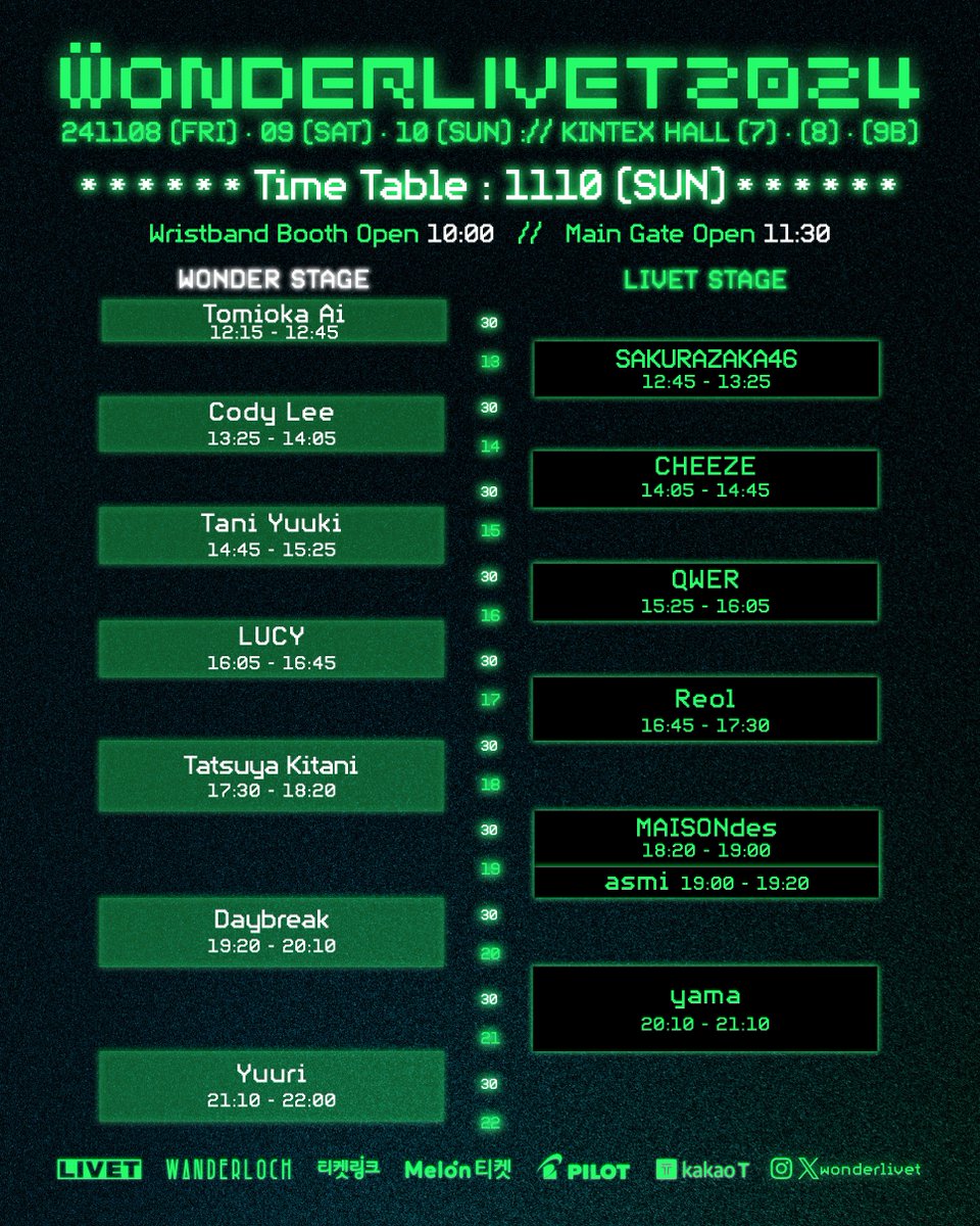 ⋰ #WONDERLIVET2024 🇰🇷💚👾 タイムテーブルが発表されました⋆͛