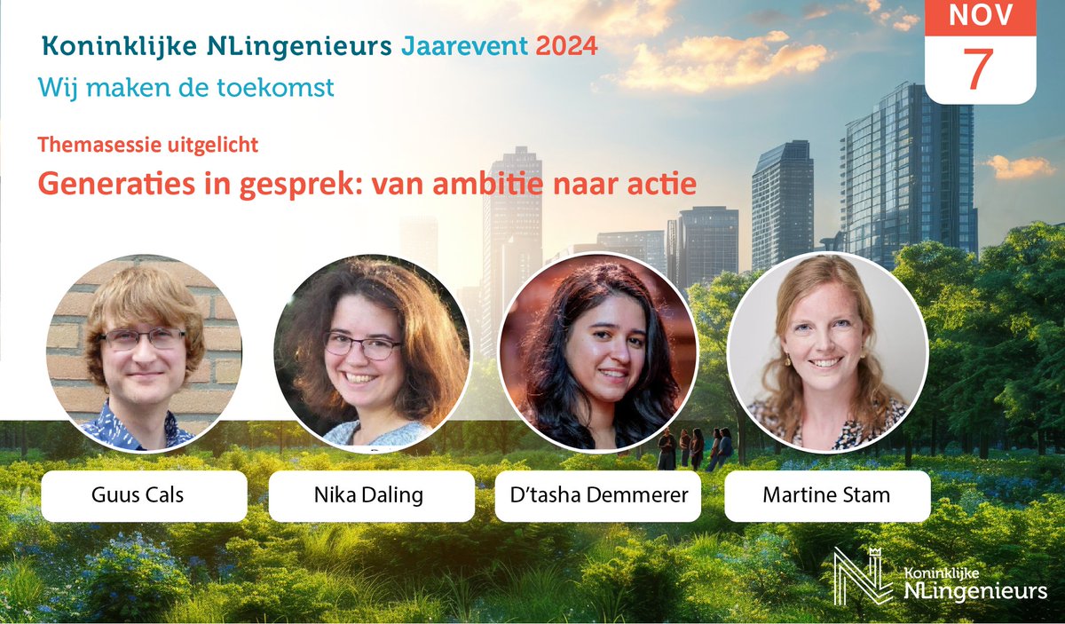 Kom jij naar het Jaarevent van NLingenieurs op 7 november? Er is een mooi programma met sprekers en themasessies. Aanmelden via de website: nlingenieurs.nl/bijeenkomsten/… Het Jaarevent 'Wij maken de toekomst' is gratis voor leden.