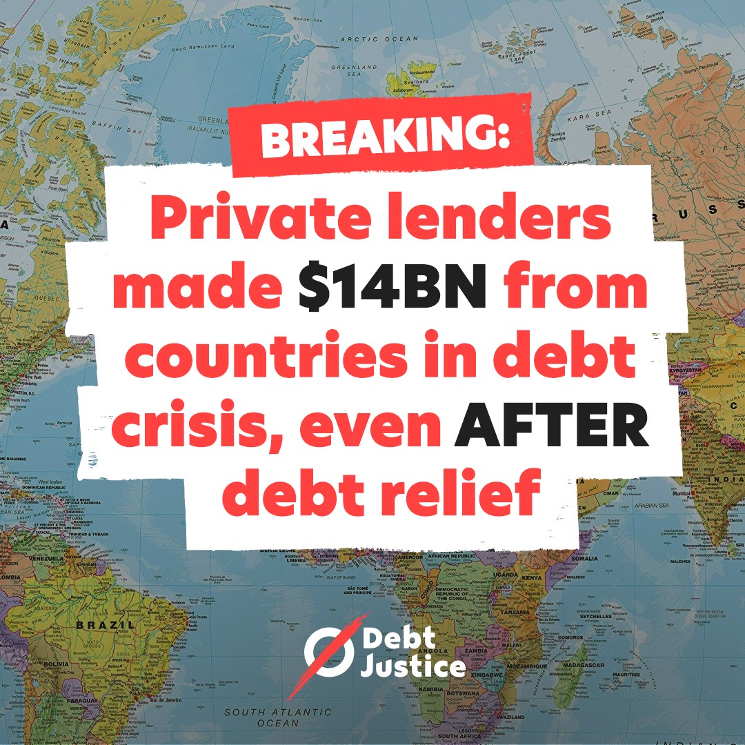 Private lenders are raking in BILLIONS – and much more than other lenders – after debt negotiations are finalised
Our research in the FT today shows private lenders are doing the bare minimum to get countries out of debt crisis
debtjustice.org.uk/canceldebt
ft.com/content/7eda28…