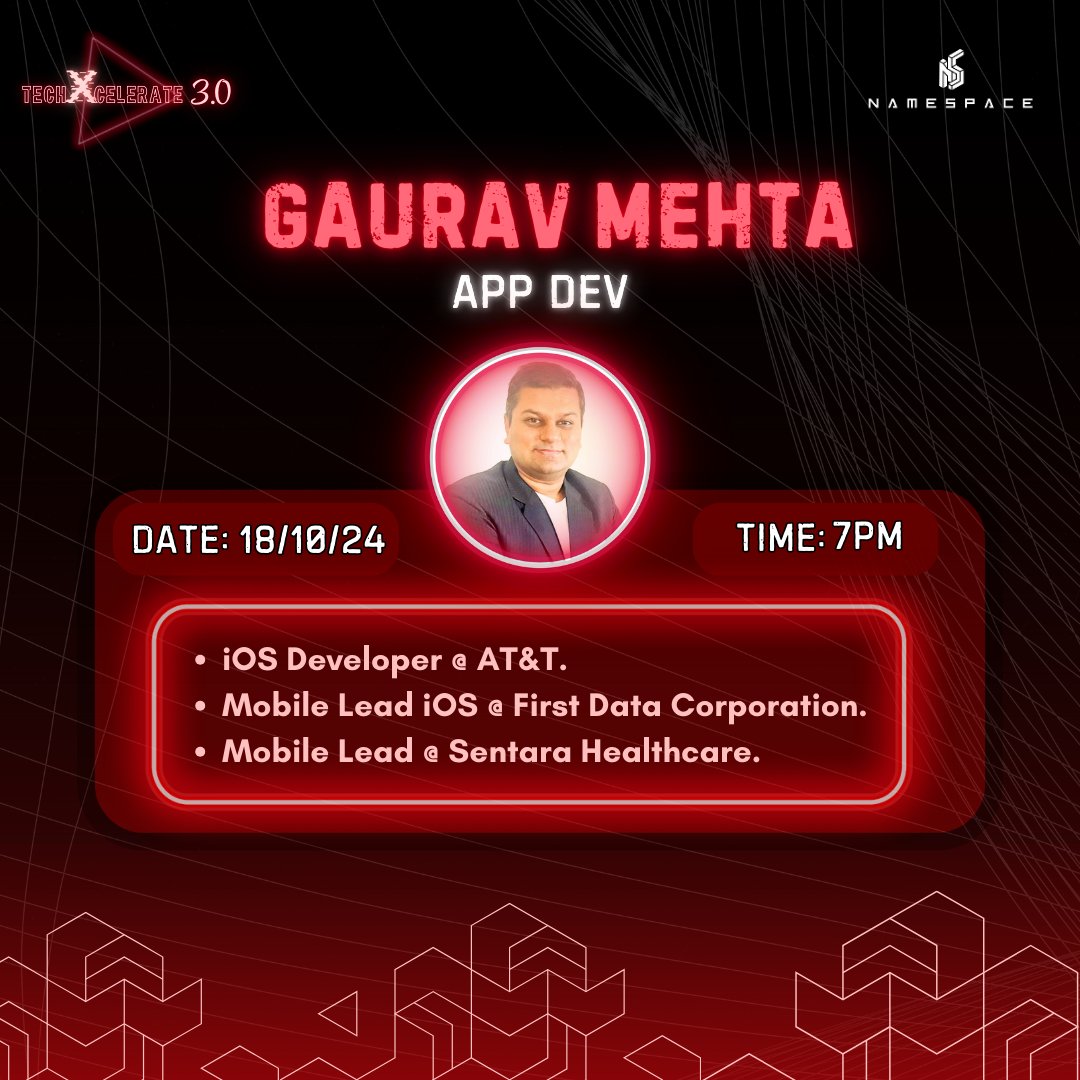 namespaceworld's tweet image. Day 5 - TechXcelerate 3.0: App Development with Gaurav Mehta

Get ready for an exclusive App Development session with Gaurav Mehta, an experienced iOS Developer at AT&amp;amp;T, First Data, and Sentara Healthcare.

🗓 Date: 18 October 2024
⏱ Time: 7-8 PM

#TechX3 #AppDev