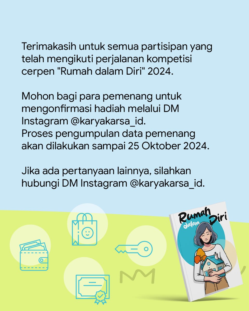 karyakarsa_id's tweet photo. Selamat kepada para pemenang! 🎊 Semua karya luar biasa, dan kami bangga bisa menjadi bagian dari perjalanan kalian sebagai penulis. Untuk yang belum menang, teruslah berkarya! 💪✨

#KaryaKarsa #KompetisiCerpen #KompetisiMenulis #LombaMenulis #MenulisCerpen https://t.co/p0fG5zVzpo