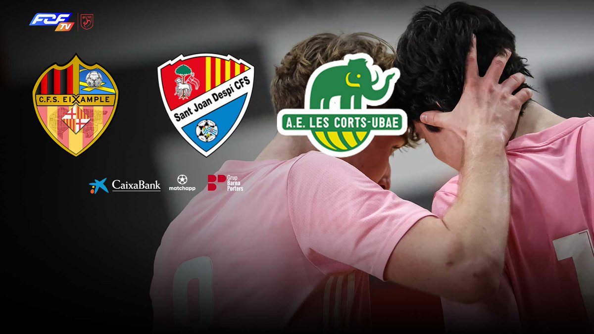 📢 Lliga Catalana de Futbol Sala en directe:

😍 Doble ració

⚽️ <a href="/CFSEixample/">CFS Eixample</a>  🆚 <a href="/MamutsLesCorts/">A.E. Les Corts-UBAE</a> 

🏆 J3 | Divisió d'Honor Infantil FS
📅 Dissabte 19 d'octubre
⏰ 14.15 hores

⚽️ <a href="/CFSEixample/">CFS Eixample</a> 🆚 <a href="/SJDCFS14/">Sant Joan Despí CFS</a>

🏆 J3 | 3a Divisió nacional FS
📅 Dissabte 19 d'octubre
⏰ 16.15 hores