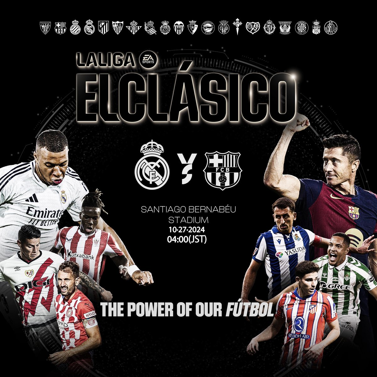 SoccerKingJP's tweet photo. 来週末は #ELCLÁSICO 🔥　抽選で各1名様にユニフォーム（XL）をプレゼント！

🇪🇸#LALIGAEASPORTS 第11節
⚪️レアル・マドリード🆚バルセロナ🔵🔴
🗓️10月27日（日）4時〜
📺️DAZN／U-NEXT

✅@LaLigaJP をフォロー
✅希望するクラブと応援メッセージを引用RPで投稿
✅10月26日（土）23時59分〆切 https://t.co/w7Fw8dASp4