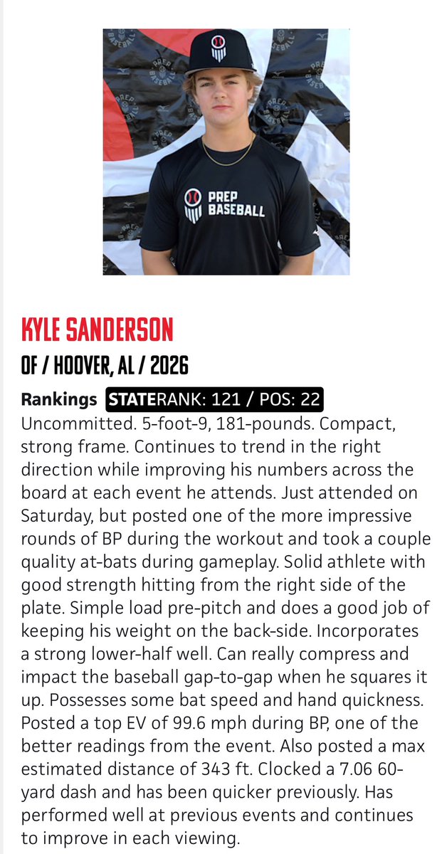 KyleSanderson01's tweet photo. Thanks you @PrepBaseballAL https://t.co/5dygirL3Bt