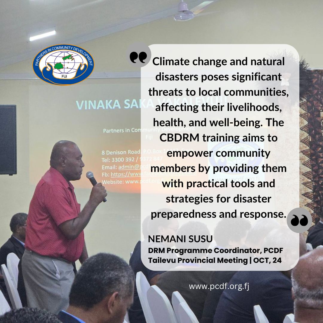 PCDFiji's tweet photo. #CBDRM #climateresilience #awareness #disasterpreparedness #DRR #partnerships #PCDFiji https://t.co/Sf0wC1jGdv