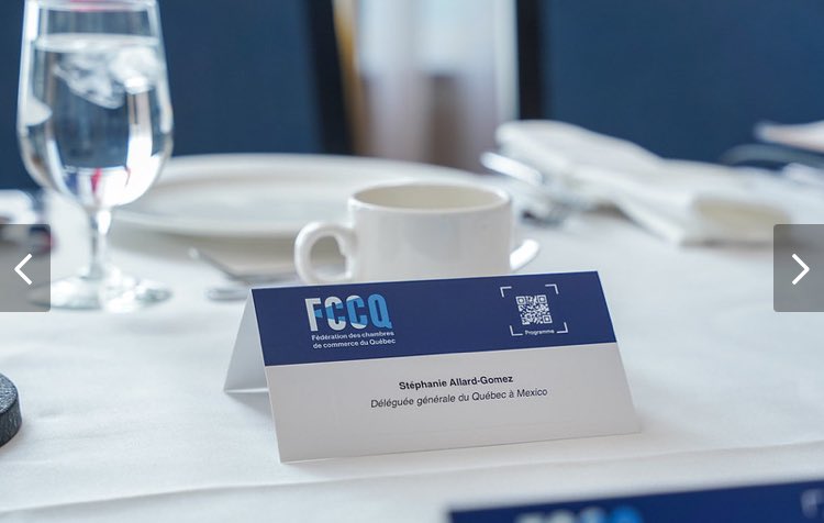 QuebecMX's tweet photo. Notre déléguée générale @sallard1 a eu l’occasion de participer ce midi aux rendez-vous internationaux COREX de la @FCCQ en abordant la thématique “Le Mexique en pleine évolution: défis et opportunités pour les entreprises québécoises” ⚜️🇲🇽 Merci de votre présence! https://t.co/ye3xtxeR7j