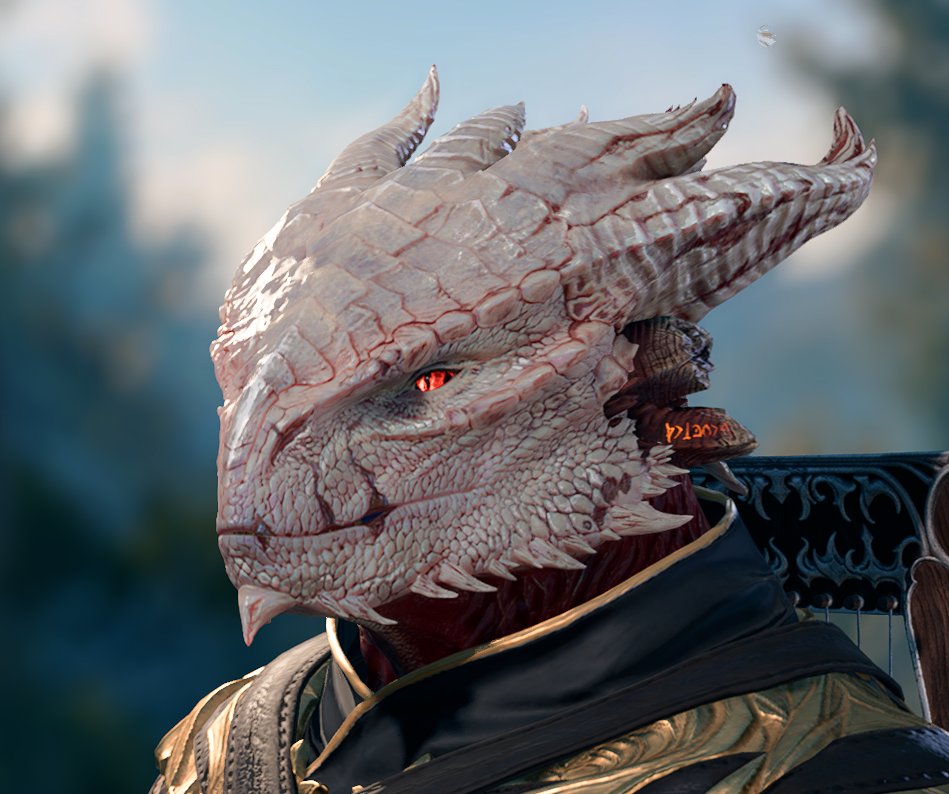 EasyBot_exe's tweet photo. #DarkUrge #Durge #BG3 #BaldursGate3 
improved canon-compliant Durge with mangled head
Kressa did a horrible job patching him up

the extra horns are Bhaal's prophecy written in Abyssal (originally, Bhaal speaks in Common and Abyssal) https://t.co/qdUI0dUBBO