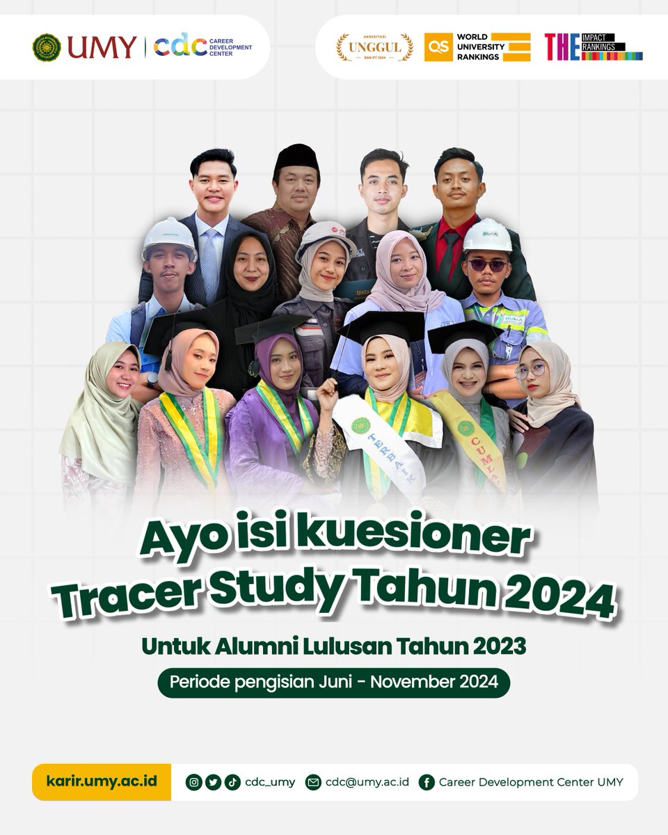 [DOORPRIZE TRACER STUDY 2024]  Halo Sobat Karier✨ Buat kalian alumni UMY lulusan tahun 2023, bagi Sobat yang mengisi kuesioner Tracer Study berkesempatan mendapatkan undian Doorprize loh 🤩 Semoga kalian beruntung ya!

#umyogya #umy #lpkaumy #cdcumy #mudamendunia #unggulislami