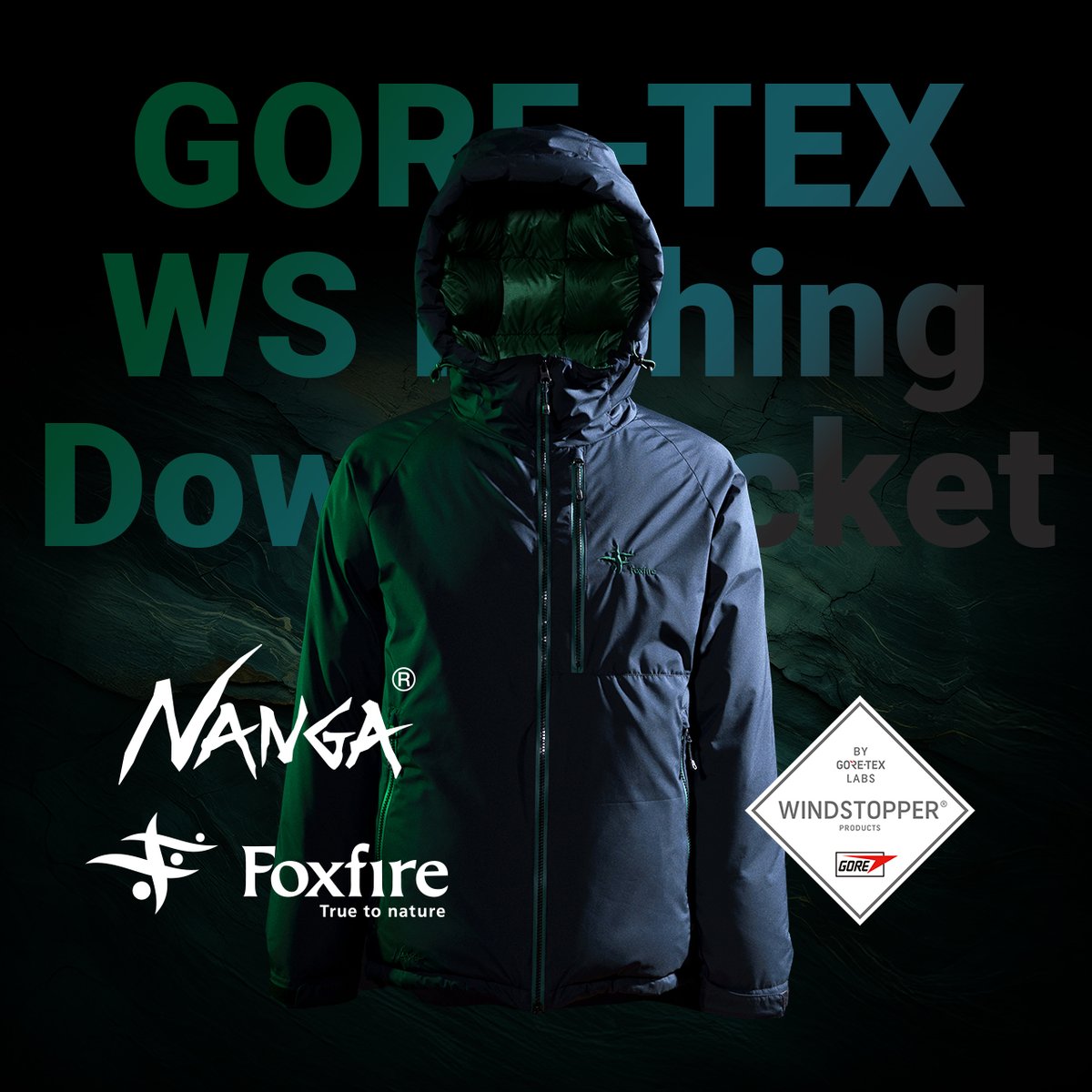 Foxfire×NANGA GORE-TEX WS フィッシングダウン Foxfire×NANGA GORE-TEX WS フィッシングダウンスタンドカラー