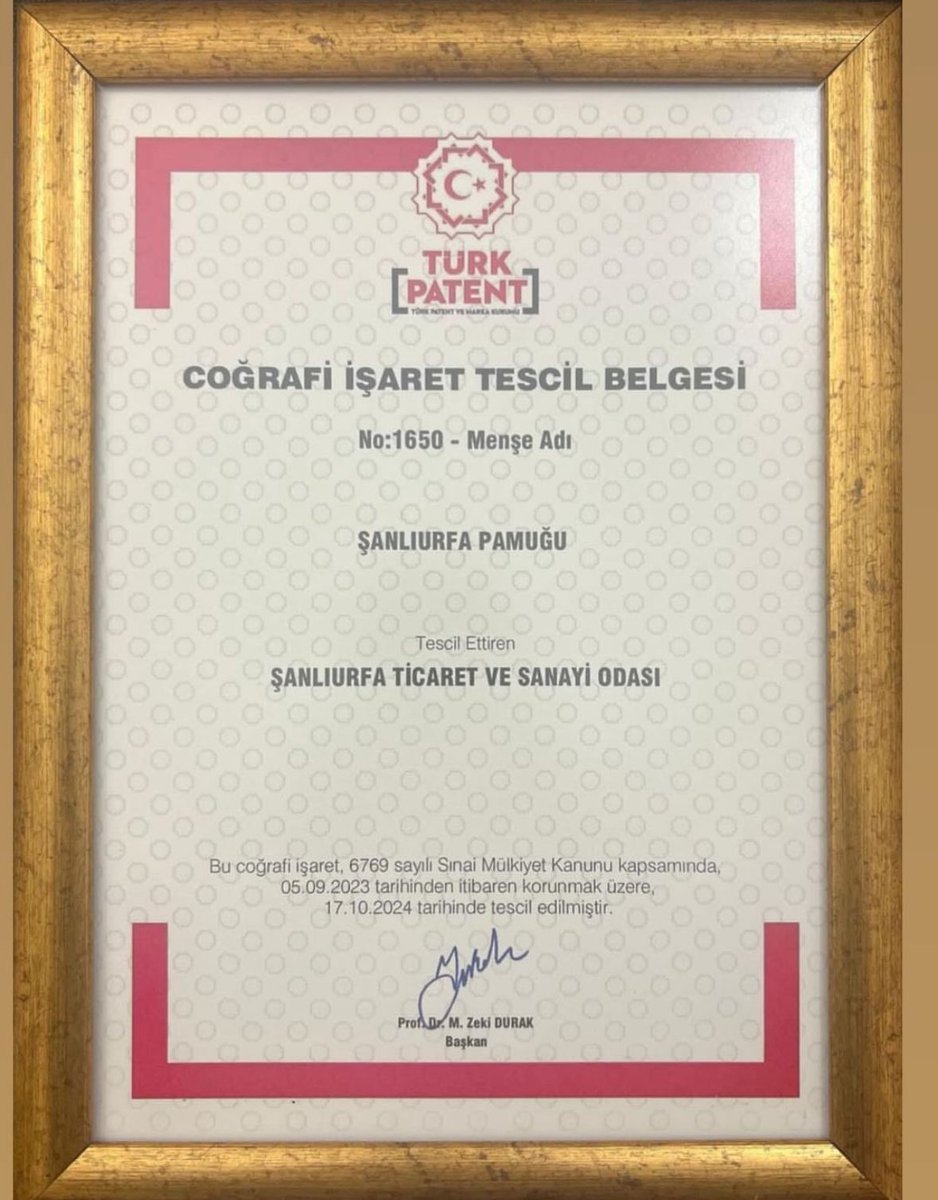 Türkiye’nin pamuk üretiminde ve işlenmesinde büyük pay sahibi olan Şanlıurfa pamuğu tescillendi. Bu güzel adımda emeği geçen başta çiftçilerimizi ve sanayicilerimizi tebrik ederim . Tescil sürecinde emeği geçenlere çok teşekkür ederim.<a href="/sanliurfatso/">ŞUTSO</a> <a href="/RHisarciklioglu/">Rifat Hisarcıklıoğlu</a> <a href="/TCTarim/">T.C. Tarım ve Orman Bakanlığı</a>