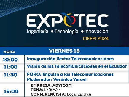 elandivar's tweet photo. El día de mañana estaré hablando de #LoRaWAN en #EXPOTEC en la ciudad de Quito. https://t.co/9kyWJZpM0B