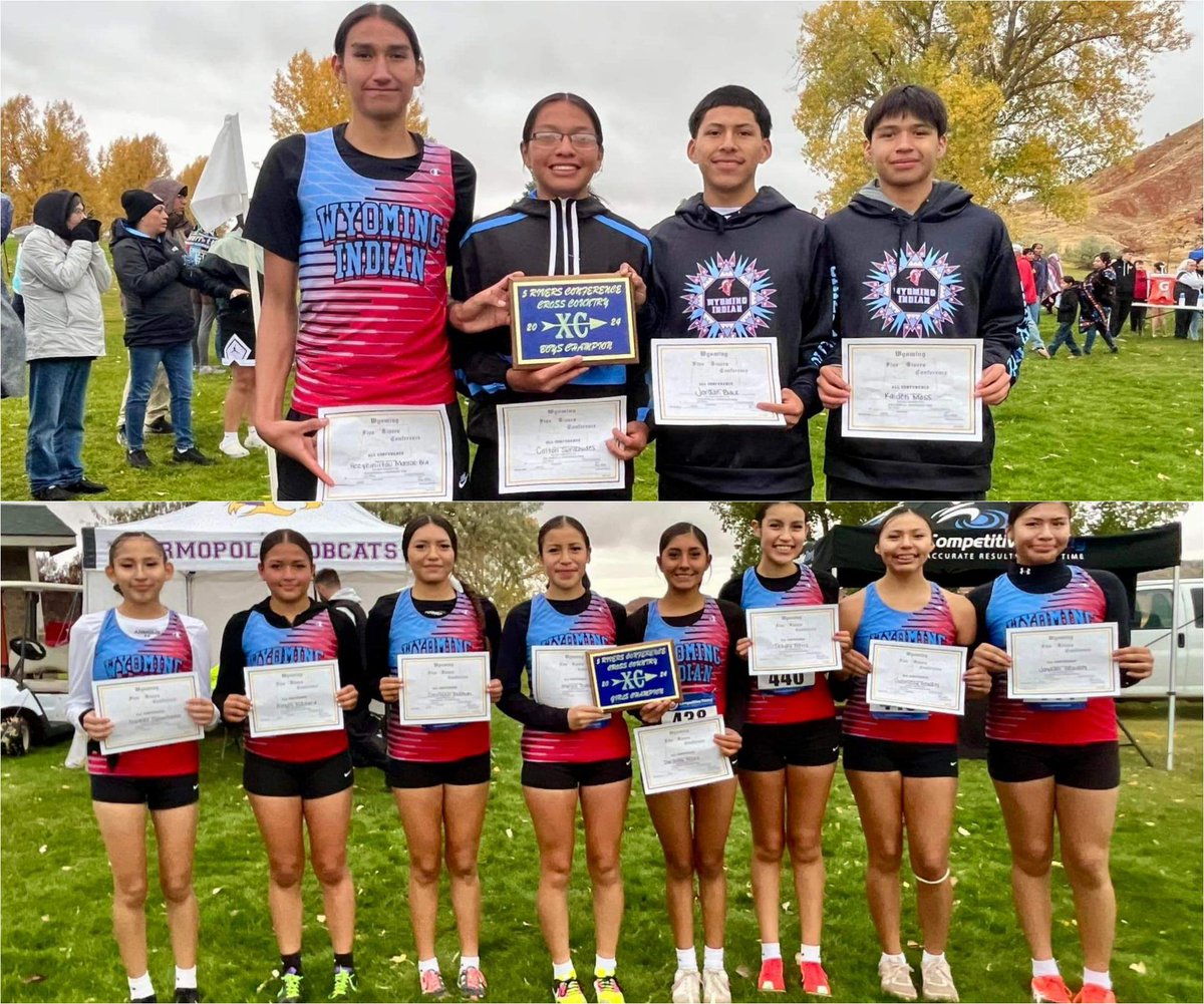 ndnsports's tweet photo. Congratulations to the Wyoming Indian High School (WY) Chiefs and Lady Chiefs cross country teams who both won the 5 Rivers Conference Championships today.
#NativePreps #WIHS #WindRiverReservation https://t.co/ttwS6FebiA