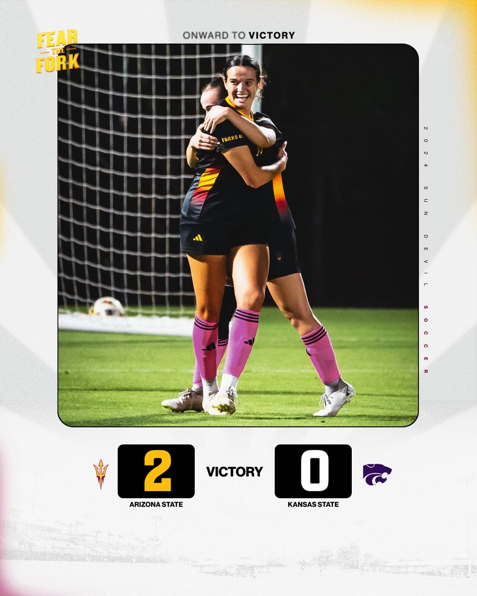 SunDevilSoccer's tweet photo. Back on track with a 2-0 win over K-State.

#ForksUp /// #Onward https://t.co/RZbNClAMTJ