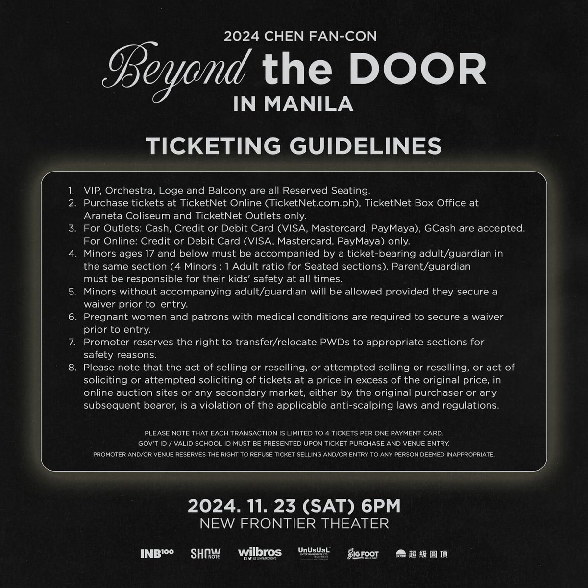 WilbrosLive's tweet photo. Just Announced 📣
𝟐𝟎𝟐𝟒 𝐂𝐇𝐄𝐍 𝐅𝐀𝐍-𝐂𝐎𝐍 
𝓑𝓮𝔂𝓸𝓷𝓭 𝐭𝐡𝐞 𝐃𝐎𝐎𝐑 𝐀𝐒𝐈𝐀 𝐓𝐎𝐔𝐑 𝐢𝐧 𝐌𝐀𝐍𝐈𝐋𝐀  
November 23 SAT 6PM
New Frontier Theater  

Tickets On-Sale: Oct 27 SUN 12PM
https://t.co/J8iVan5HCo and TicketNet outlets  

Fan Benefits include: Soundcheck, Send-Off,
Group Photo, Signed Poster and Exclusive Photocards 🤩
#CHEN #첸 #Beyond_the_DOOR_in_MANILA   #ASIATOUR