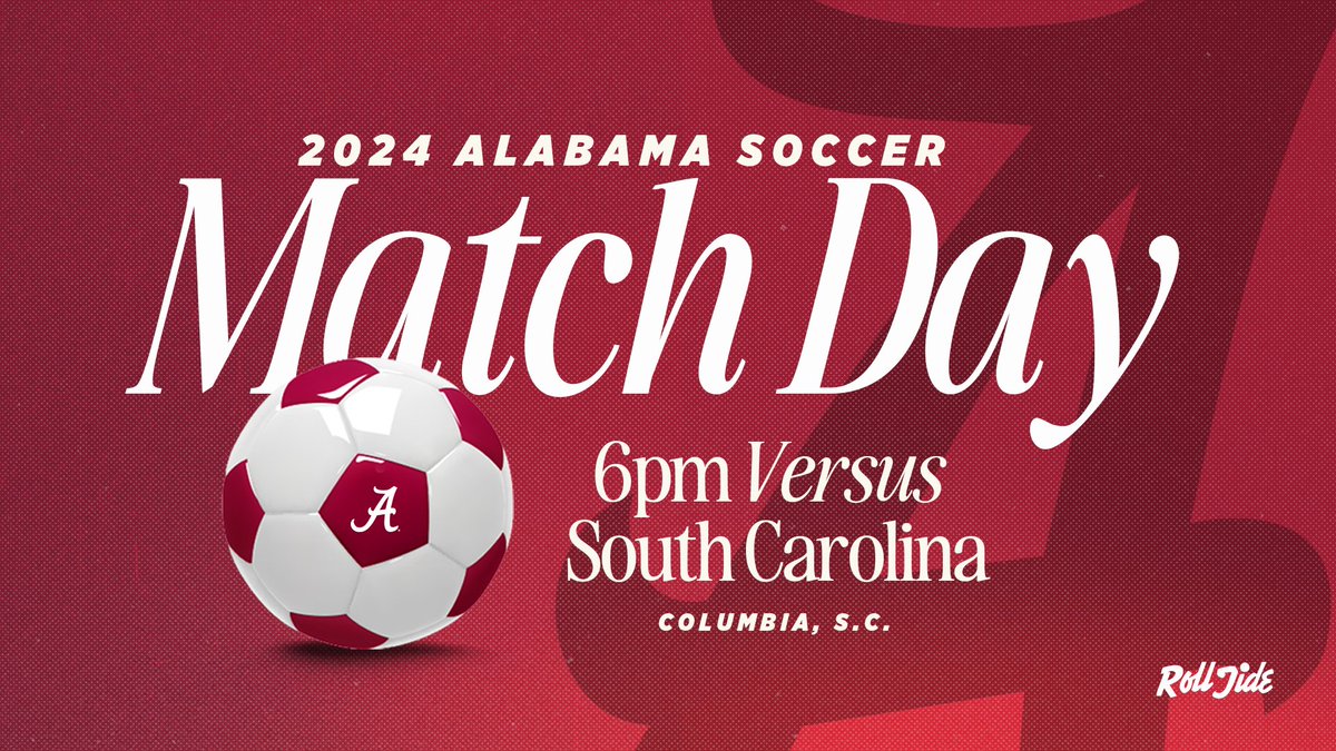 Match Day 

🆚 South Carolina 
🕕6 p.m. CT 
📍Columbia, S.C. 
🏟️Eugene E. Stone III Stadium
📺 espn.com/watch/player/_…
📈stats.statbroadcast.com/broadcast/?id=…

#RollTide
