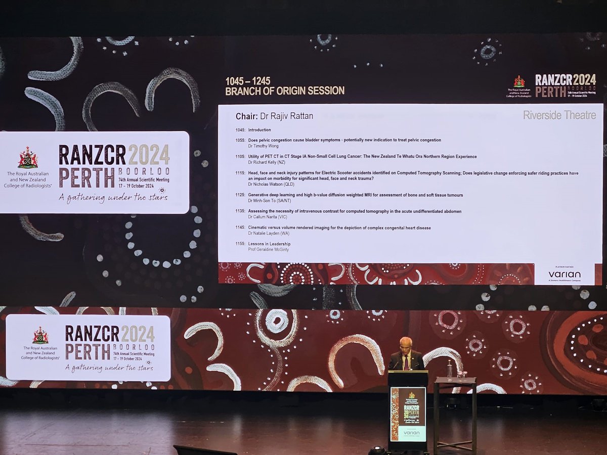 The Clinical Radiology Branch of Origin session at #RANZCR2024 ASM delivered insights into the latest research in clinical radiology, concluding with Lessons in Leadership from Prof Geraldine McGinty, offering guidance on leadership in healthcare.

#ClinicalRadiology #Healthcare