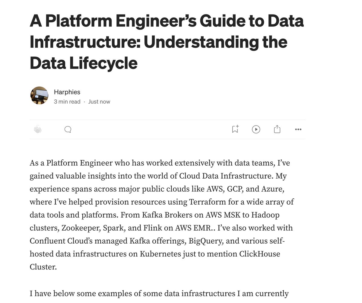 harphies's tweet image. No better way to put my previous post in a medium post.

Just asked Claude to translate my previous post into a medium post and here you go.

For medium enthusiasts, you can enjoy it on medium too. Link below.

Thank you.

#dataengineering #cloudengineering #cloudcomputing…
