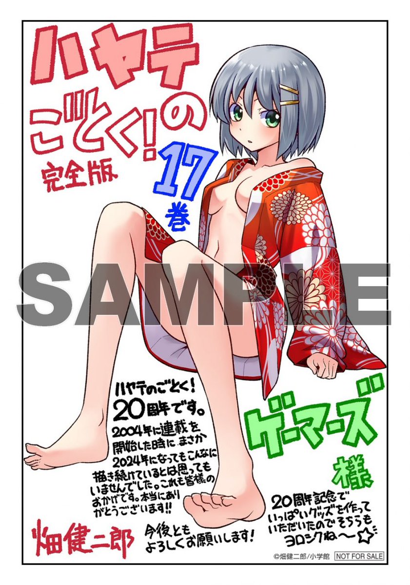今日は

『ハヤテのごとく!完全版』(第17巻)

の発売日じゃないですかぁぁぁぁあ!!!
ゲーマーズさんには店舗特典もあるよぉぉぉぉ!!
 #ハヤテのごとく
 #ハヤテのごとく完全版 