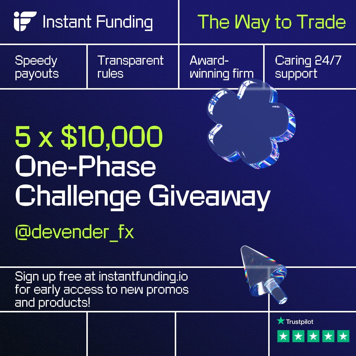 devender_fx's tweet photo. 🚨 5x 10K One Phase Challenge Giveaway! 🚨

⚡ Follow @InstantFunding_, @LewisM_IF, and @devender_fx 
⚡ Like, Retweet and Tag 2 friends.

Winners will be announced on 30th October – best of luck! 🍀 Only those who follow Instant Funding are eligible to win.

🎉 Join @InstantFunding_'s Discord for even more giveaways! 👉 https://t.co/3T9yI0GjuU

Currently, they’re running their most successful promotion yet. Don’t miss out! https://t.co/mkVBBVa77y