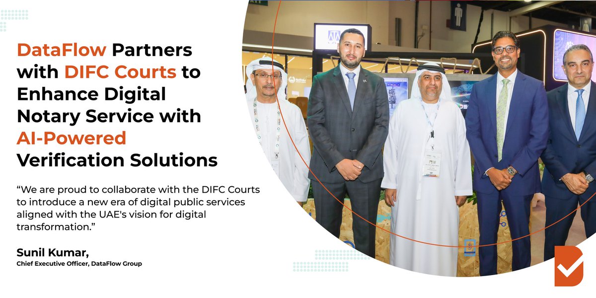 DataFlowGroup's tweet photo. 📢 We're proud to partner with #DIFCCourts to launch new AI-powered digital notary services at #GITEX2024! Together, we’re boosting security, efficiency, and global trust in UAE public services.
Read more: https://t.co/IKcS3kV2er https://t.co/2pk2sgKnjQ