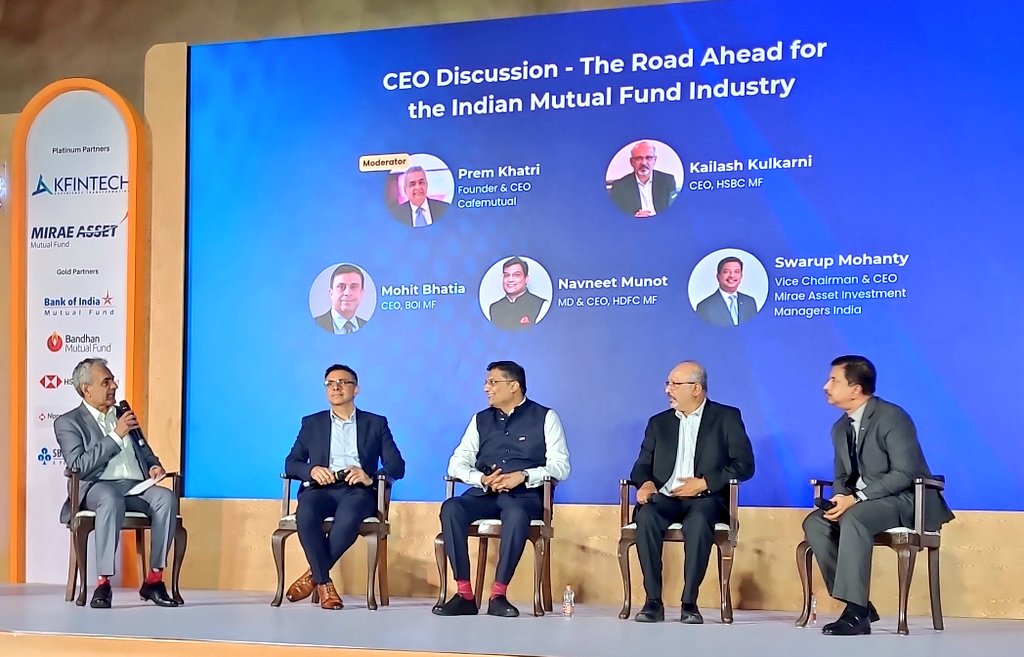 DeepakRKhemani's tweet image. @cafemutual  #CC24
Road ahead for the Indian #mutualfunds industry
Panel Discussion @klash233
@mohanty_swarup #MohitBhatia
#NavneetMunit #PremKhatri