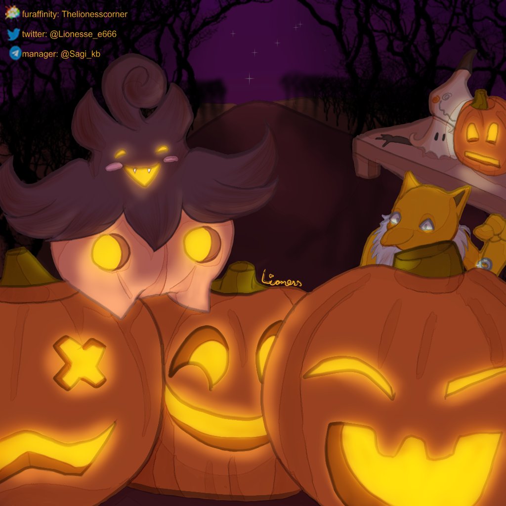 Lionesse_e666's tweet photo. Halloween is coming soon🎃🎃#pokemon #cute #pumpkaboo #mimikyu #hypnos #halloween #furry #commissionsoopen  #draw #anime #fanart #digitalart  #art #drawing https://t.co/y27NGLVtk4