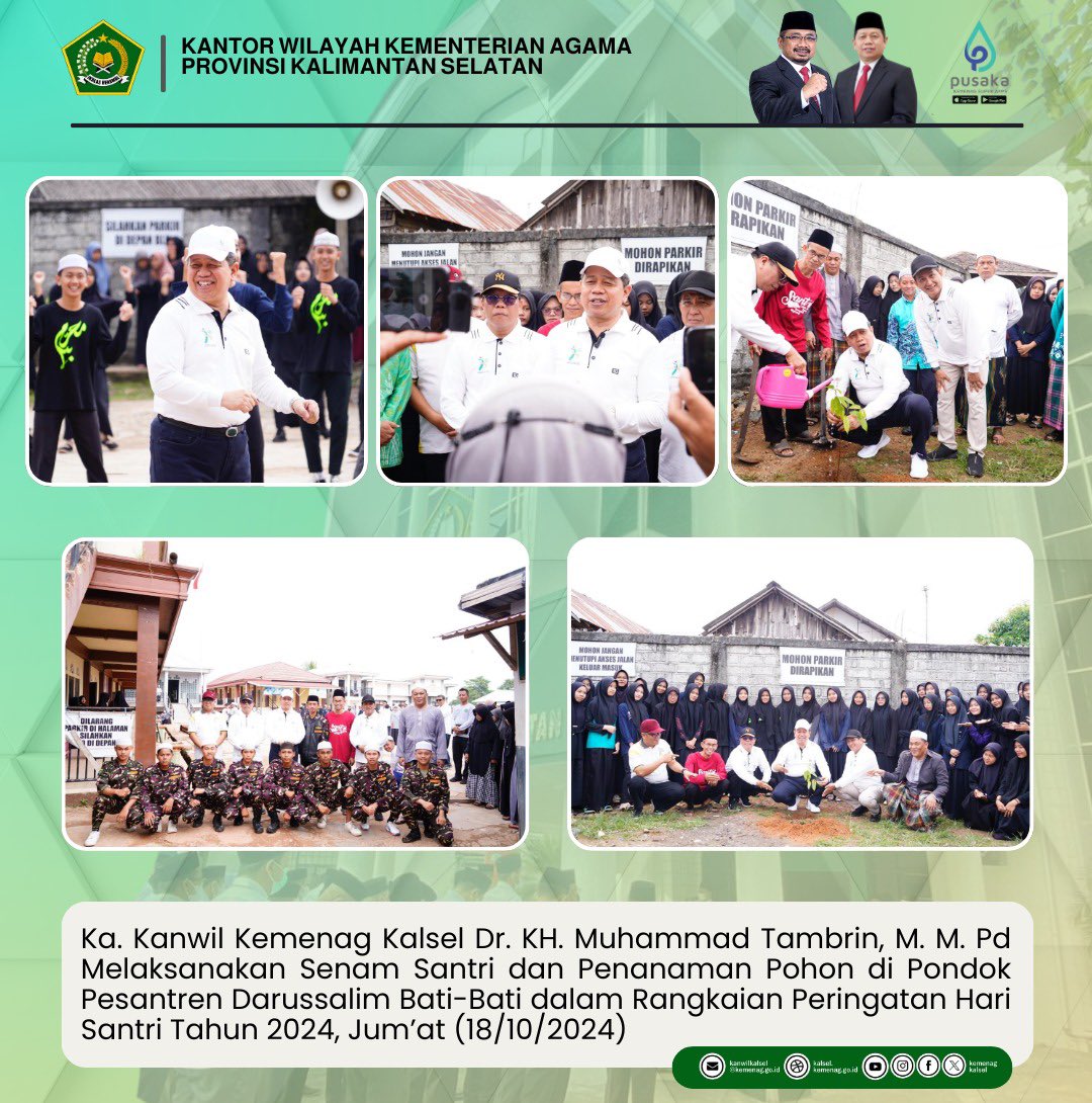 kemenagkalsel's tweet photo. Ka. Kanwi Kemenag Kalsel @Tambrin69_  Melaksanakan Senam Santri Penanaman Pohon di Pondok Pesantren Darussalim Bati-Bati. https://t.co/iRqBDX0dut