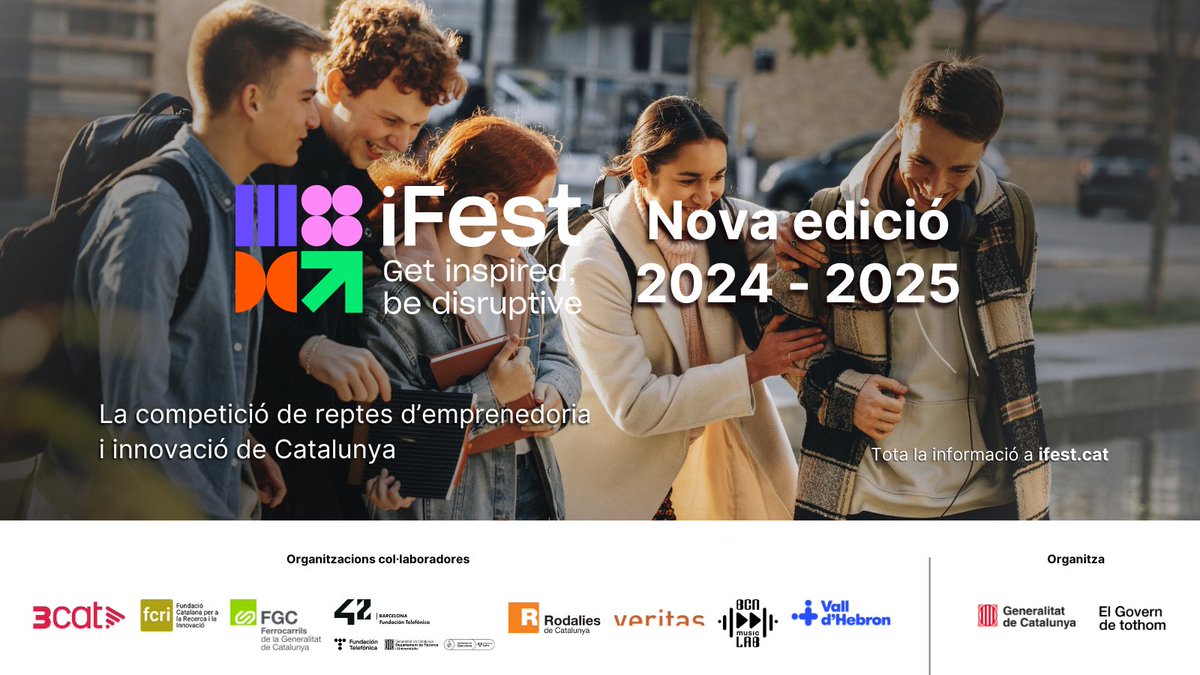 Comença l'iFest 24-25: iFest Bootcamp – des d’ara i fins al febrer. iFest Competition – inscripcions al febrer i gran final al maig. iFest Acceleration – juny 2025.