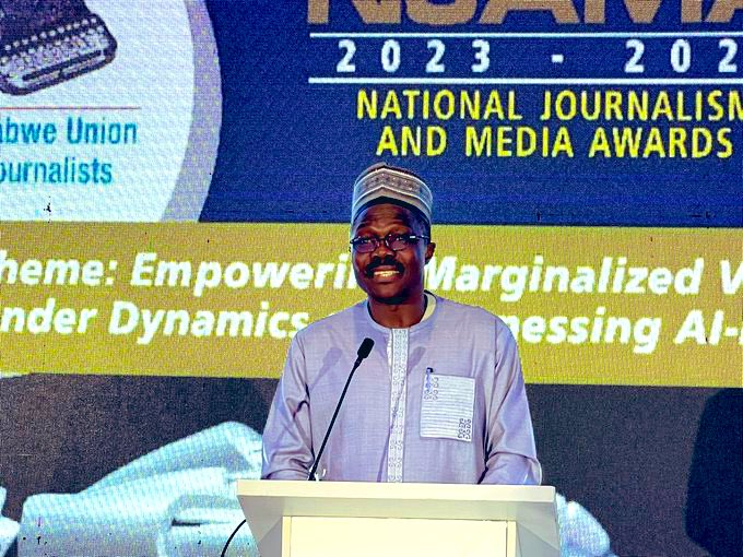 UNZimbabwe's tweet photo. As we embrace AI-driven journalism, we must adhere to ethical standards &amp; ensure it serves the public good. Together, we can uphold truth &amp; integrity in this digital age &amp; @UNZimbabwe ‘ll  support media capacity to embrace AI for common good #SDG16 - @AyodeleOdusola at #NJAMA https://t.co/1cNY1Xrwip