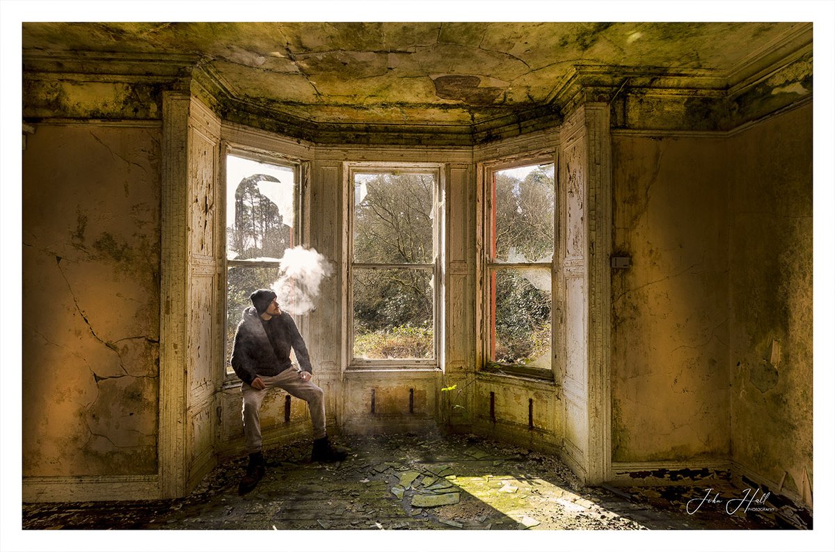 johnhall_john's tweet image. ''The Thinker'' colour and mono. Which do you prefer? @ThePhotoHour #urbex #abandoned #backlit  #environmentalportrait
